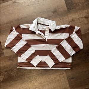 Hollister Brown and White Striped Polo